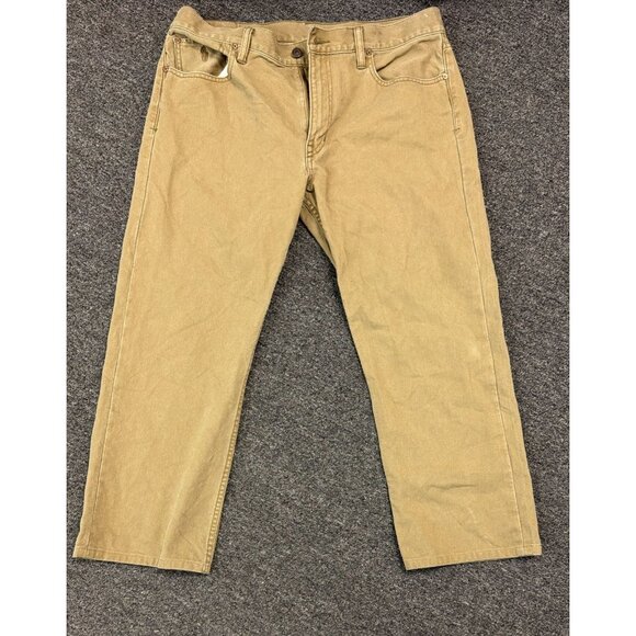 Polo Ralph Lauren Jeans Men's 35x30 Tan Khaki Straight Fit Denim Pants - Picture 1 of 4